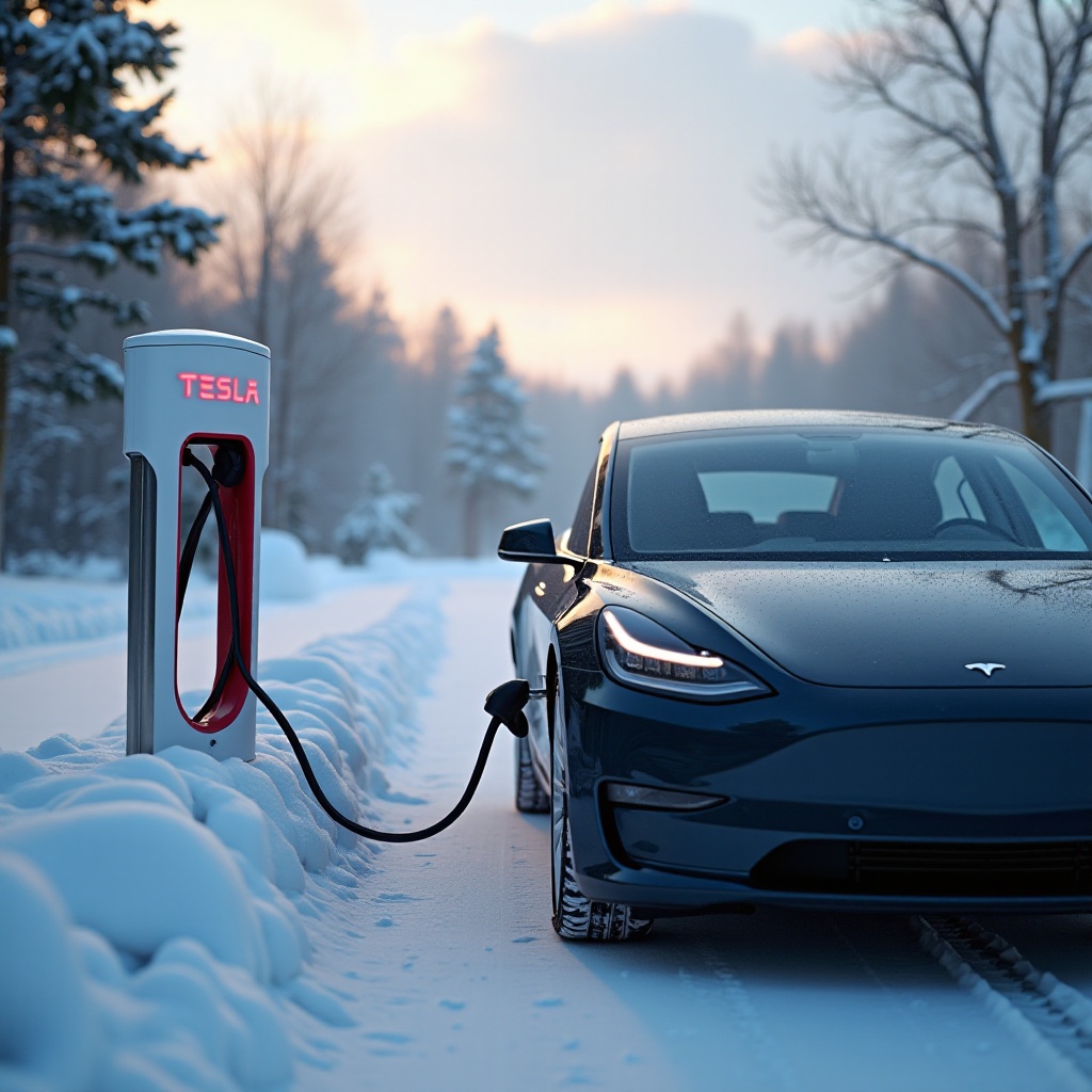 cargar un Tesla en clima frío