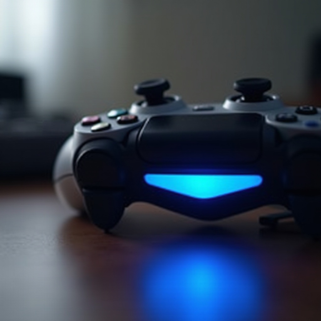 manette PS4 clignotant bleu clair